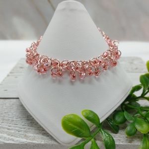 Handmade Pink Seed Bead Shaggy Loops Chainmail Bracelet